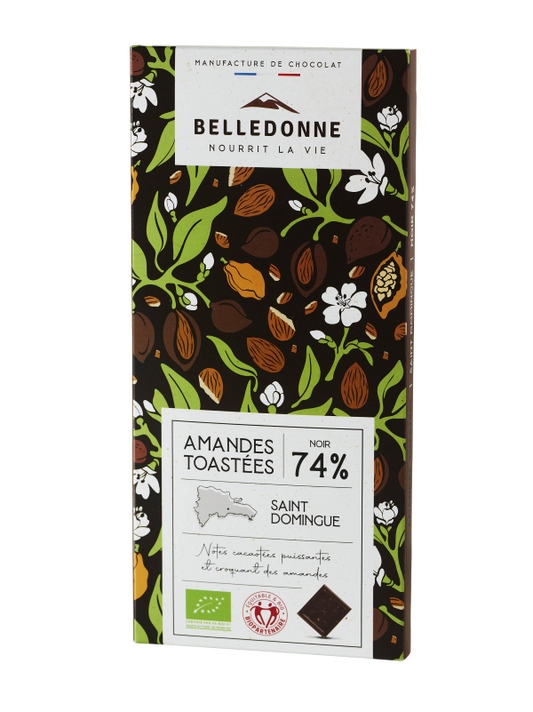 Tablette noir 74% amandes bio - 100 g