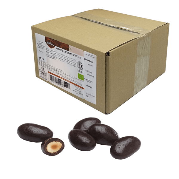 Amandes chocolat noir 74% bio Vrac - 2 kg