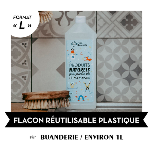 Bouteille plastique buanderie format L (origine france) - 1 l