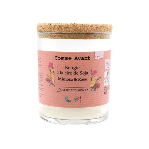 Bougie à la cire de soja mimosa & rose - 190 g